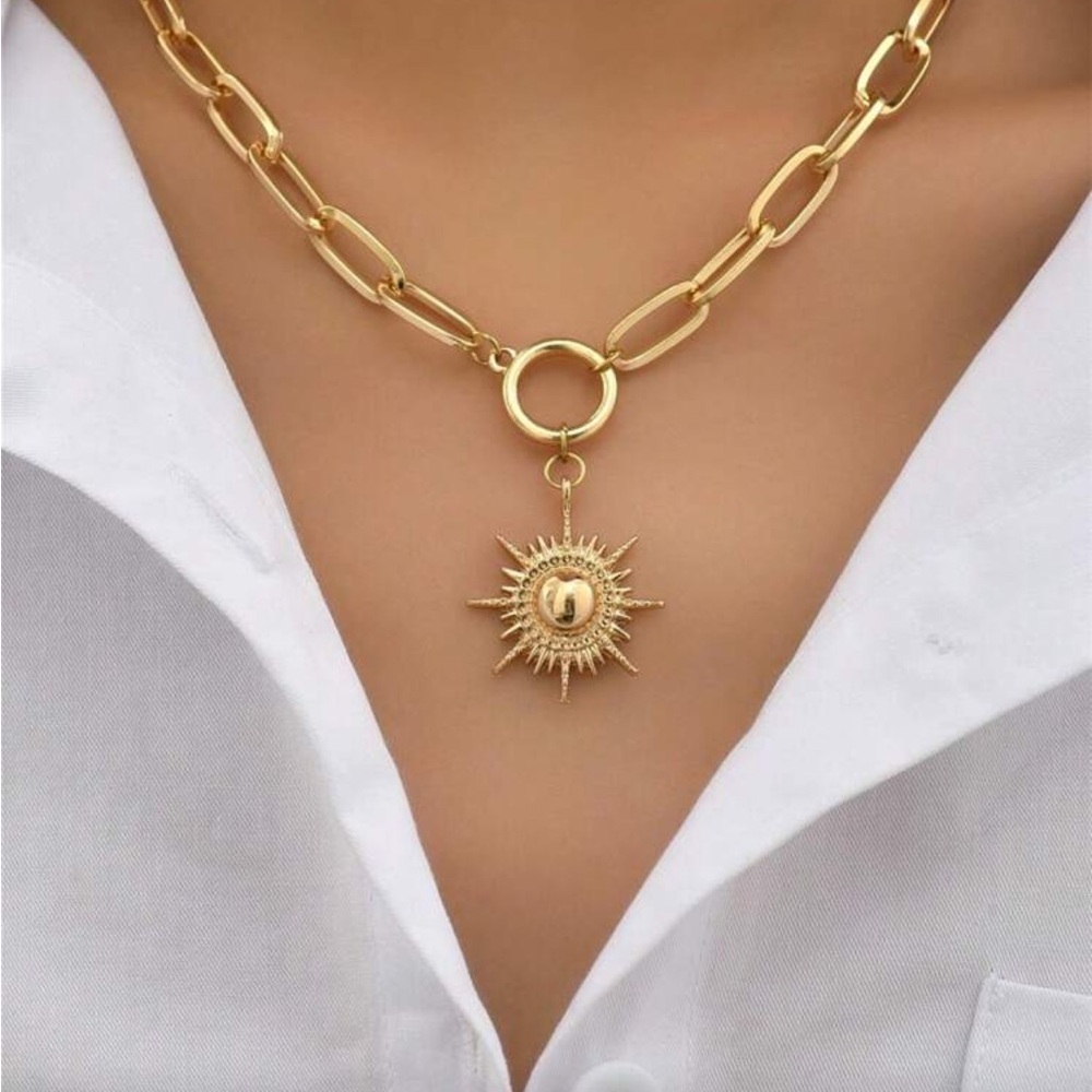 Anthropologie Gold Sunburst Necklace